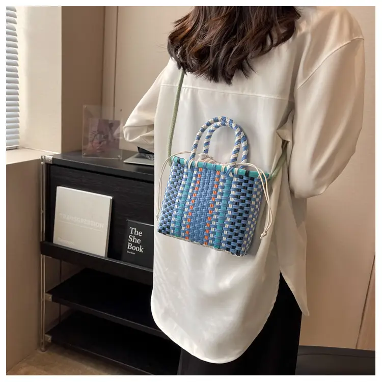 Woven Women's Summer Crossbody Bag Pink Blue — feature 30