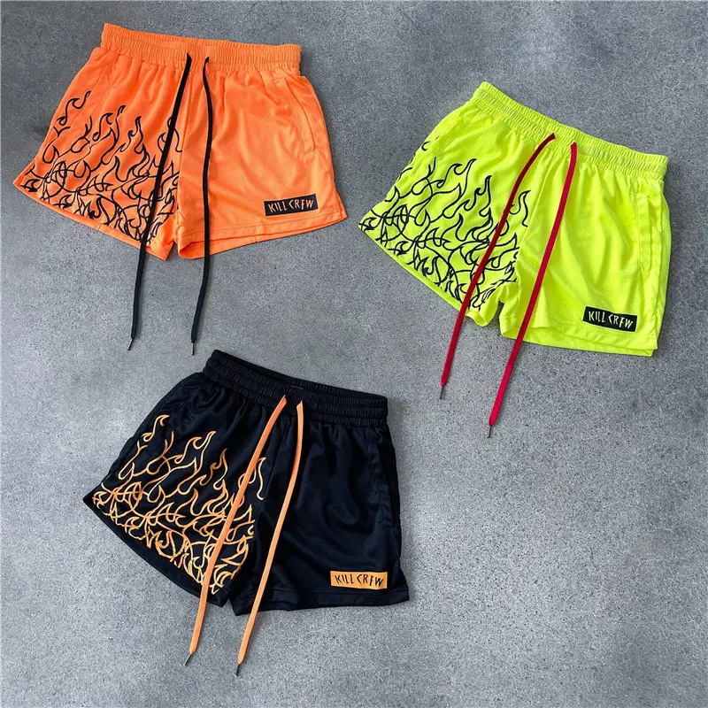 Men's Orange Flames Mesh Basketball Shorts