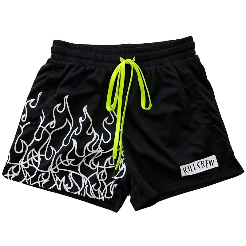 Men's Orange Flames Mesh Basketball Shorts