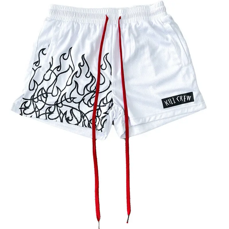 Men's Orange Flames Mesh Basketball Shorts
