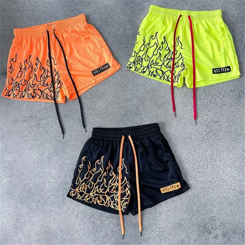 Men's Orange Flames Mesh Basketball Shorts — feature 1
