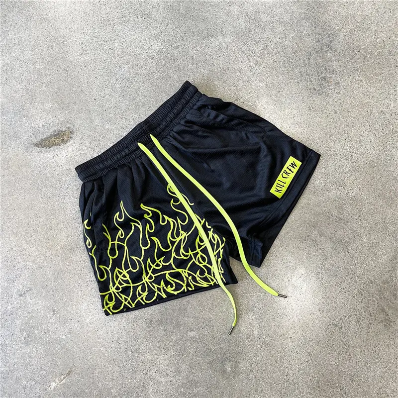 Men's Orange Flames Mesh Basketball Shorts — feature 10