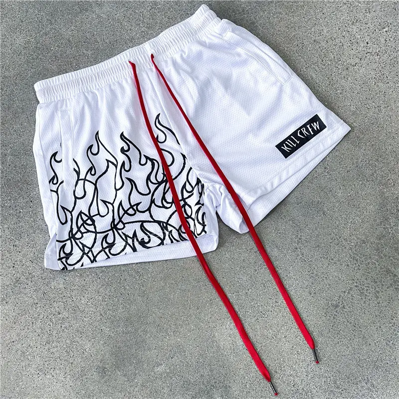 Men's Orange Flames Mesh Basketball Shorts — feature 12