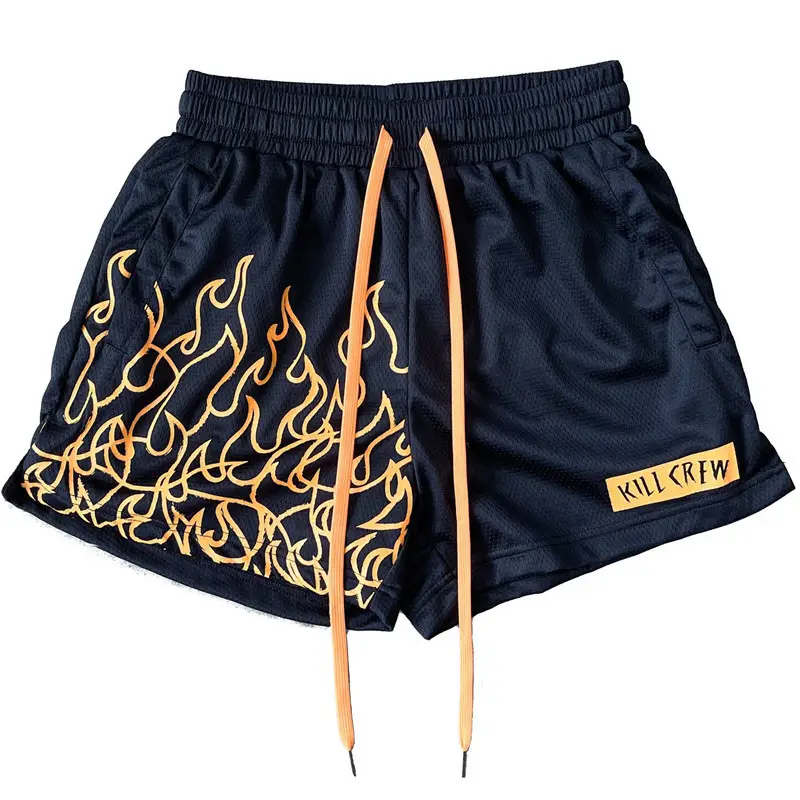 Men's Orange Flames Mesh Basketball Shorts — feature 15