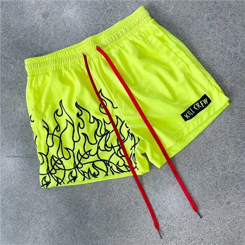 Men's Orange Flames Mesh Basketball Shorts — feature 18