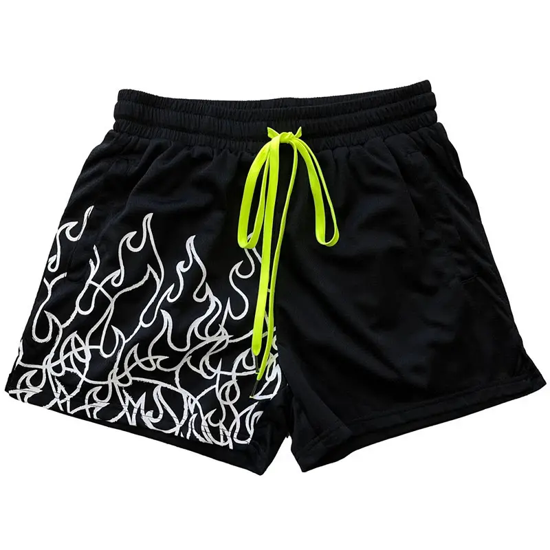 Men's Orange Flames Mesh Basketball Shorts — feature 23