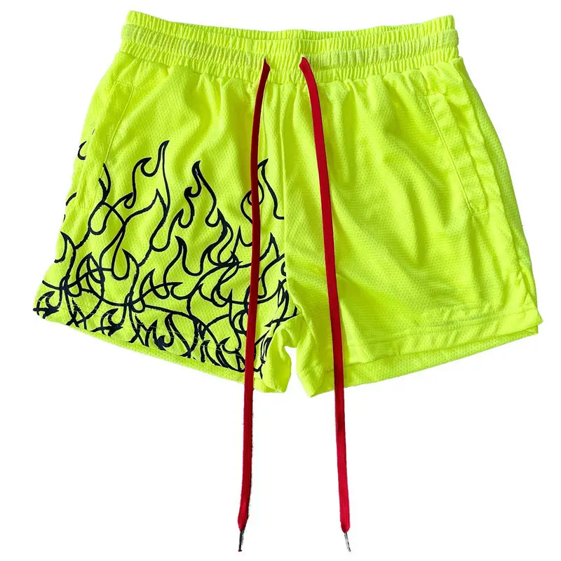 Men's Orange Flames Mesh Basketball Shorts — feature 24