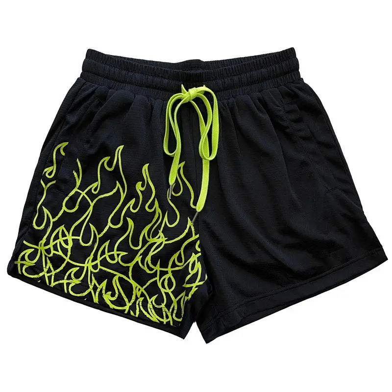 Men's Orange Flames Mesh Basketball Shorts — feature 25