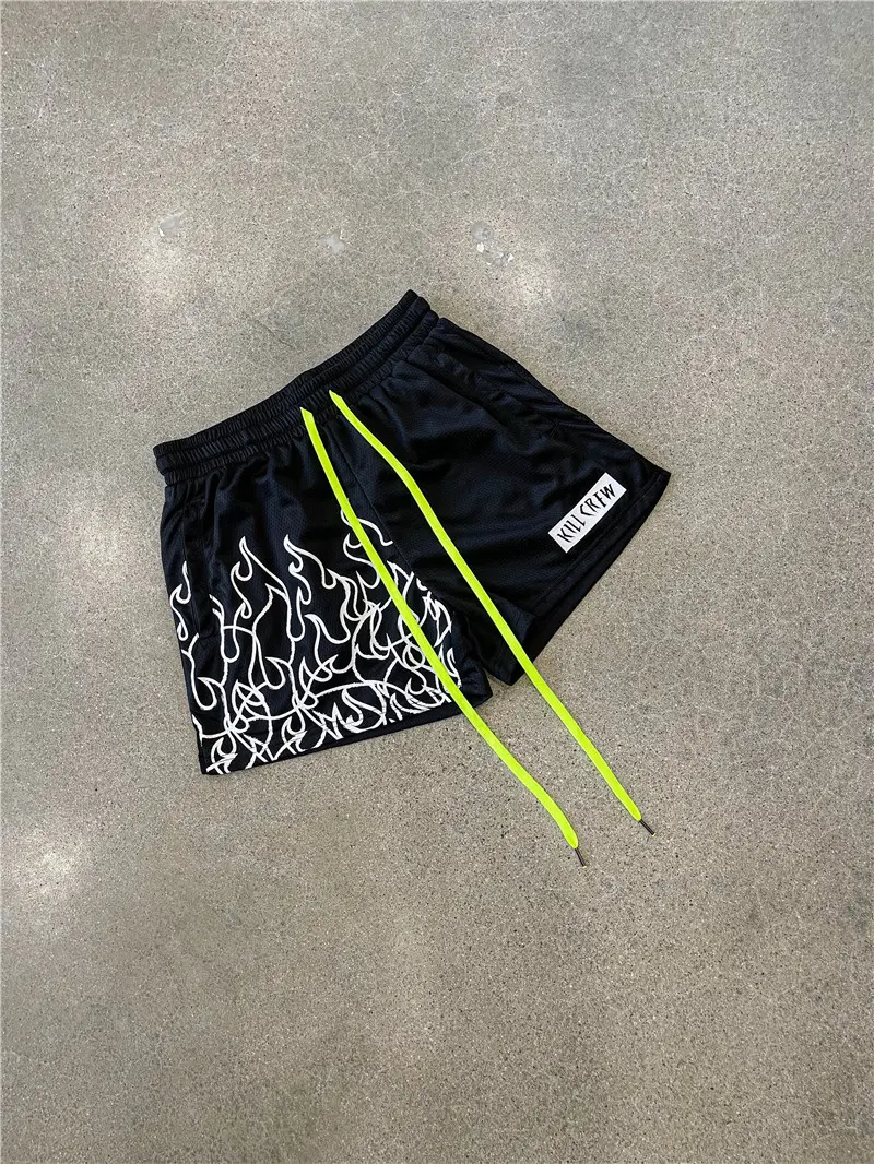 Men's Orange Flames Mesh Basketball Shorts — feature 6