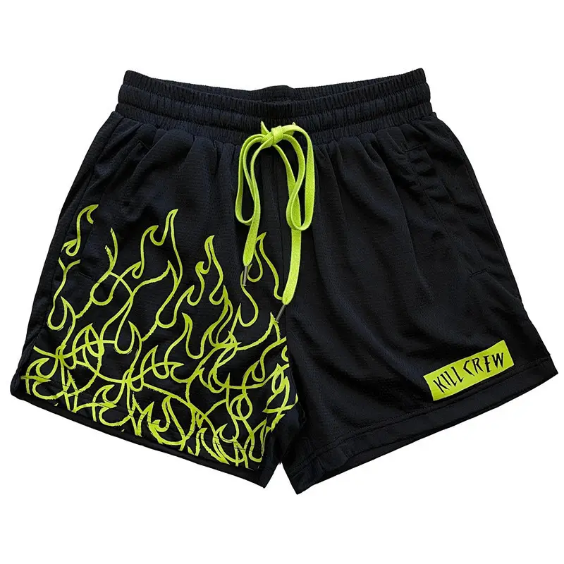 Men's Orange Flames Mesh Basketball Shorts — feature 9