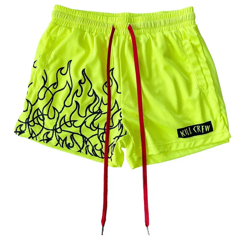 Men's Orange Flames Mesh Basketball Shorts