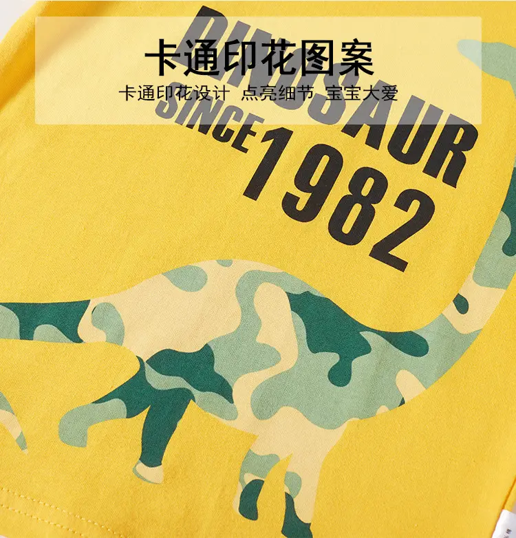 Kids Dinosaur Print T-Shirt Gray 1982 — feature 8