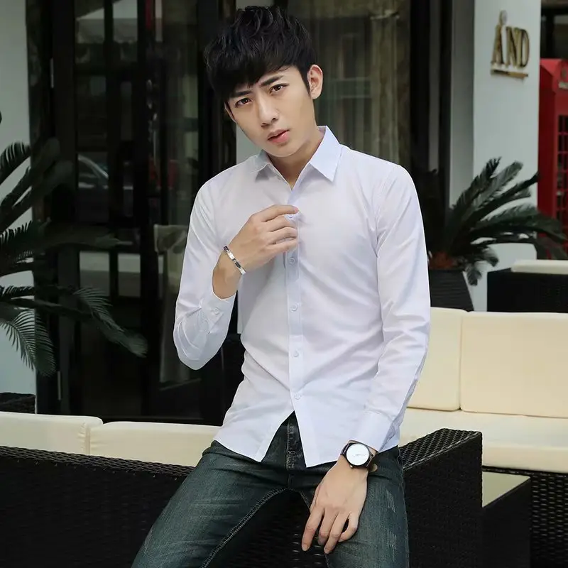 Men's Long Sleeve Plain Shirt Maroon Slim Fit - Image 6