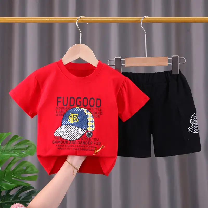 Children Cotton Fudge Good Shorts Set Yellow Black Summer