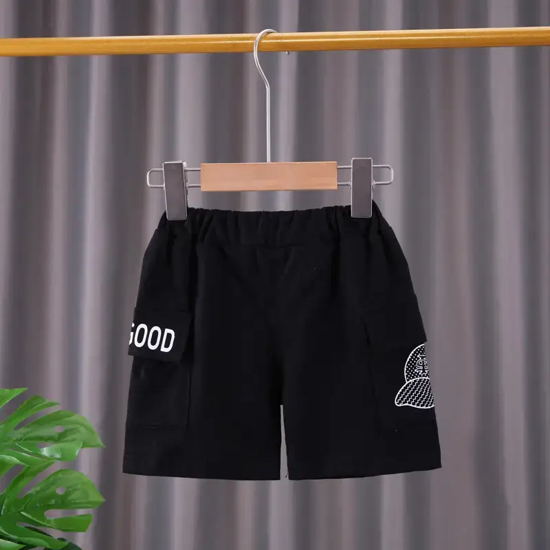 Children Cotton Fudge Good Shorts Set Yellow Black Summer — feature 11