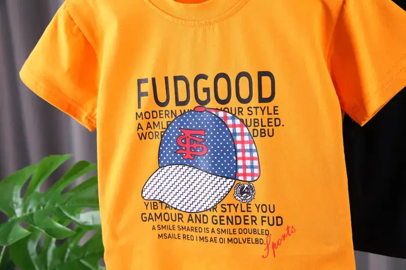 Children Cotton Fudge Good Shorts Set Yellow Black Summer — feature 8