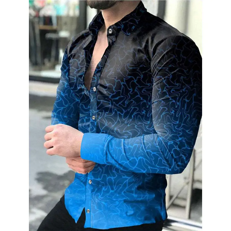 3D Digital Printed Long Sleeve Shirt for Men Large - Image 2
