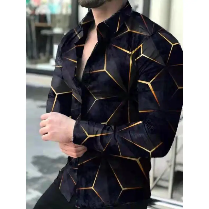 3D Digital Printed Long Sleeve Shirt for Men Large - Image 4