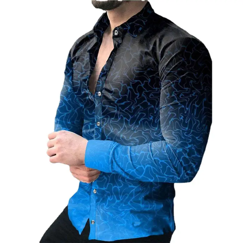 3D Digital Printed Long Sleeve Shirt for Men Large - Image 44