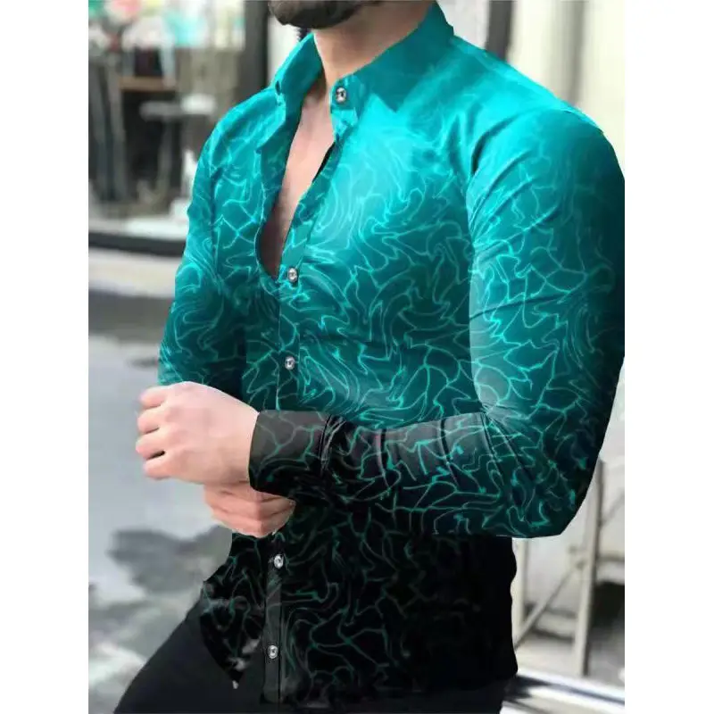 3D Digital Printed Long Sleeve Shirt for Men Large - Image 11