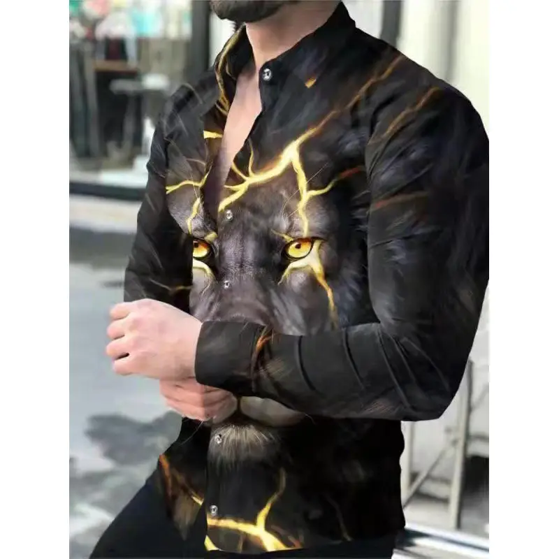 3D Digital Printed Long Sleeve Shirt for Men Large - Image 12