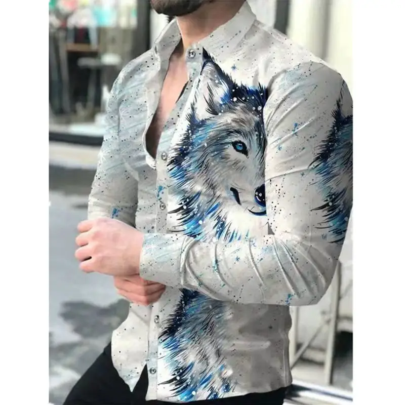 3D Digital Printed Long Sleeve Shirt for Men Large - Image 13