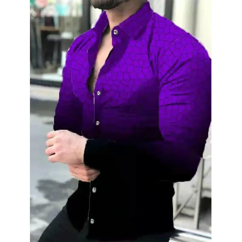 3D Digital Printed Long Sleeve Shirt for Men Large - Image 14