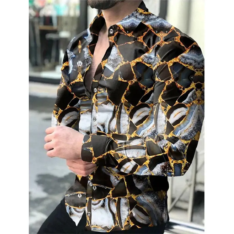 3D Digital Printed Long Sleeve Shirt for Men Large - Image 15