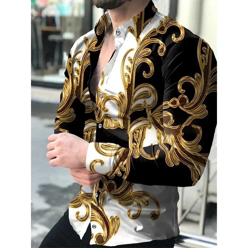 3D Digital Printed Long Sleeve Shirt for Men Large - Image 16