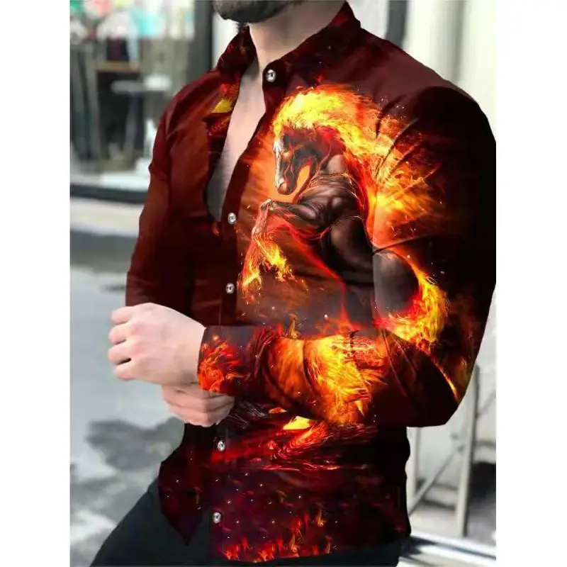 3D Digital Printed Long Sleeve Shirt for Men Large - Image 18