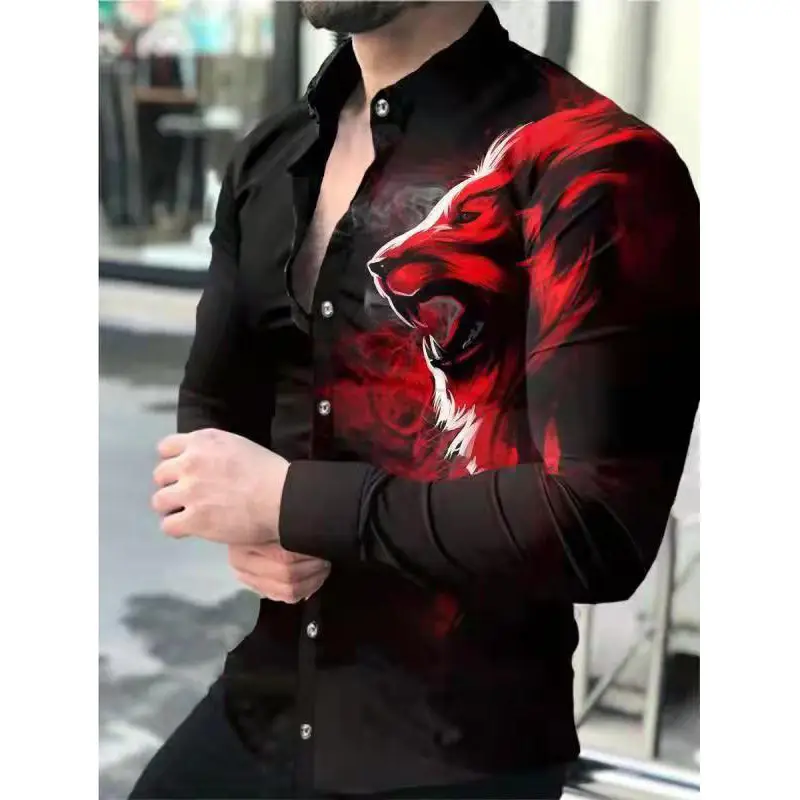 3D Digital Printed Long Sleeve Shirt for Men Large - Image 20