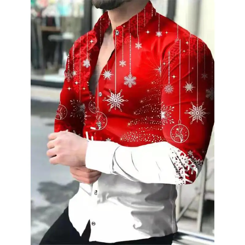 3D Digital Printed Long Sleeve Shirt for Men Large - Image 24