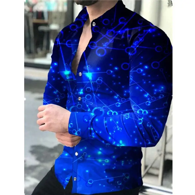 3D Digital Printed Long Sleeve Shirt for Men Large - Image 27