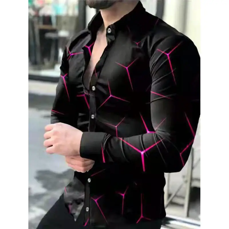 3D Digital Printed Long Sleeve Shirt for Men Large - Image 3