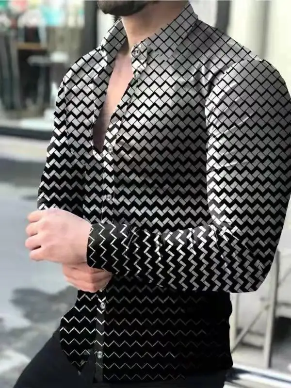 3D Digital Printed Long Sleeve Shirt for Men Large - Image 30