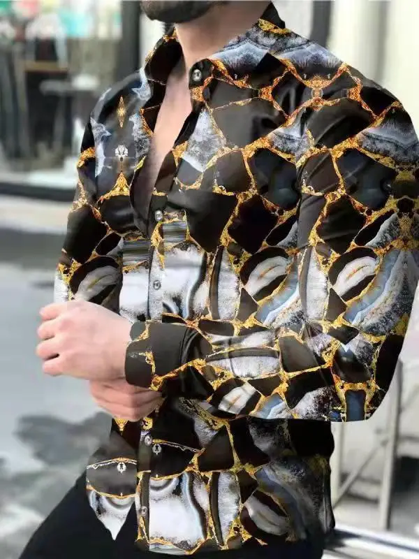 3D Digital Printed Long Sleeve Shirt for Men Large - Image 31