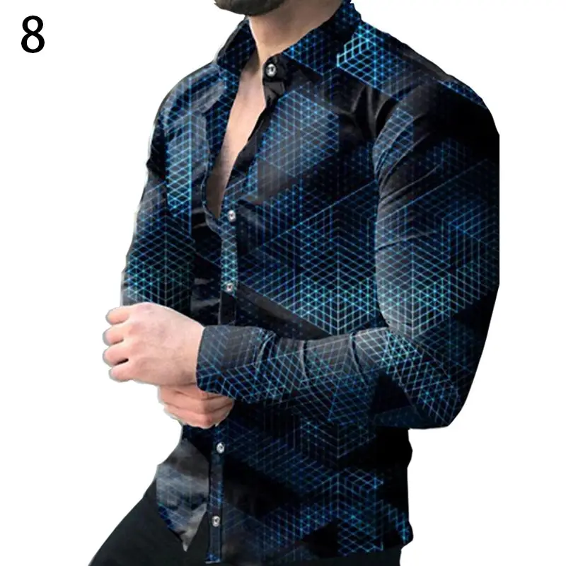 3D Digital Printed Long Sleeve Shirt for Men Large - Image 33