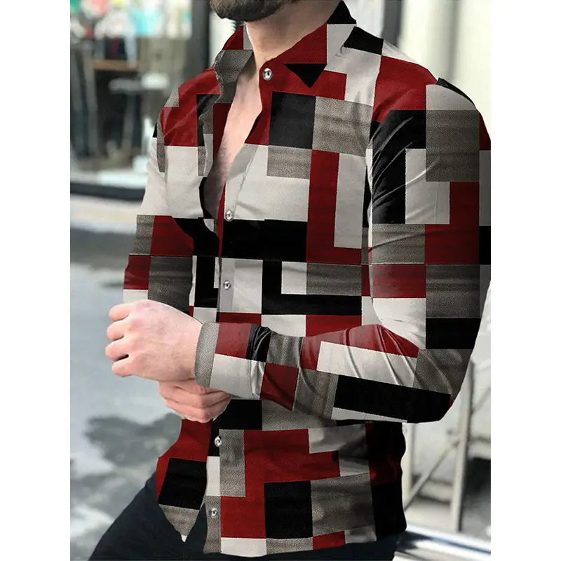 3D Digital Printed Long Sleeve Shirt for Men Large - Image 37