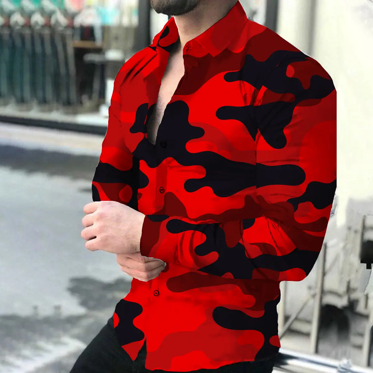3D Digital Printed Long Sleeve Shirt for Men Large - Image 41
