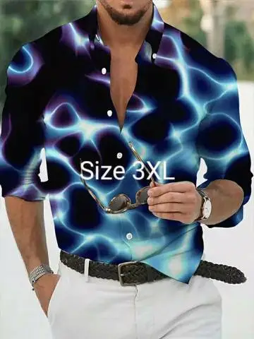 3D Digital Printed Long Sleeve Shirt for Men Large - Image 42