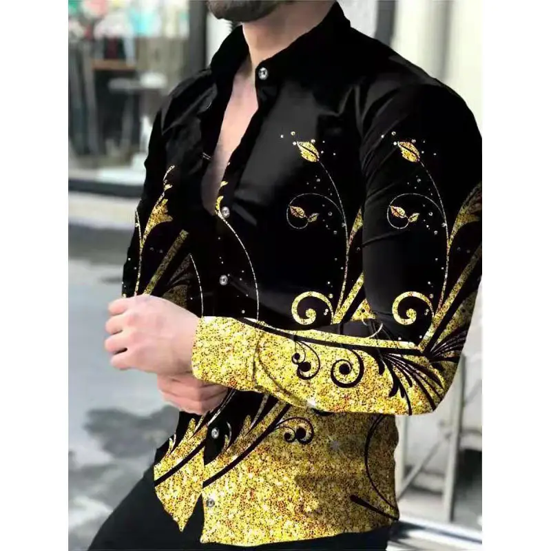 3D Digital Printed Long Sleeve Shirt for Men Large - Image 5