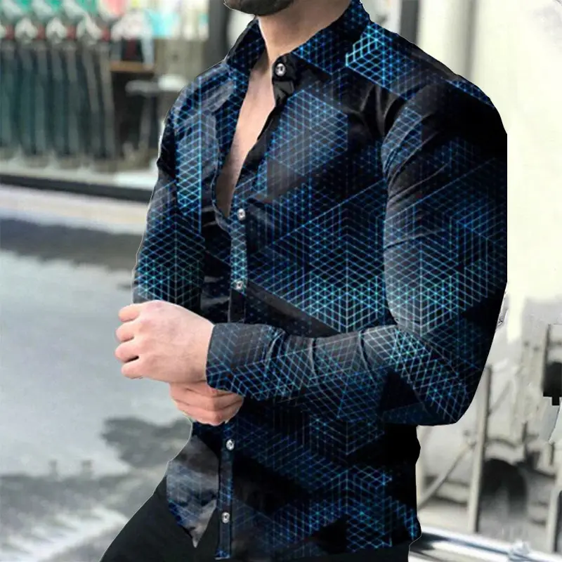 3D Digital Printed Long Sleeve Shirt for Men Large - Image 7
