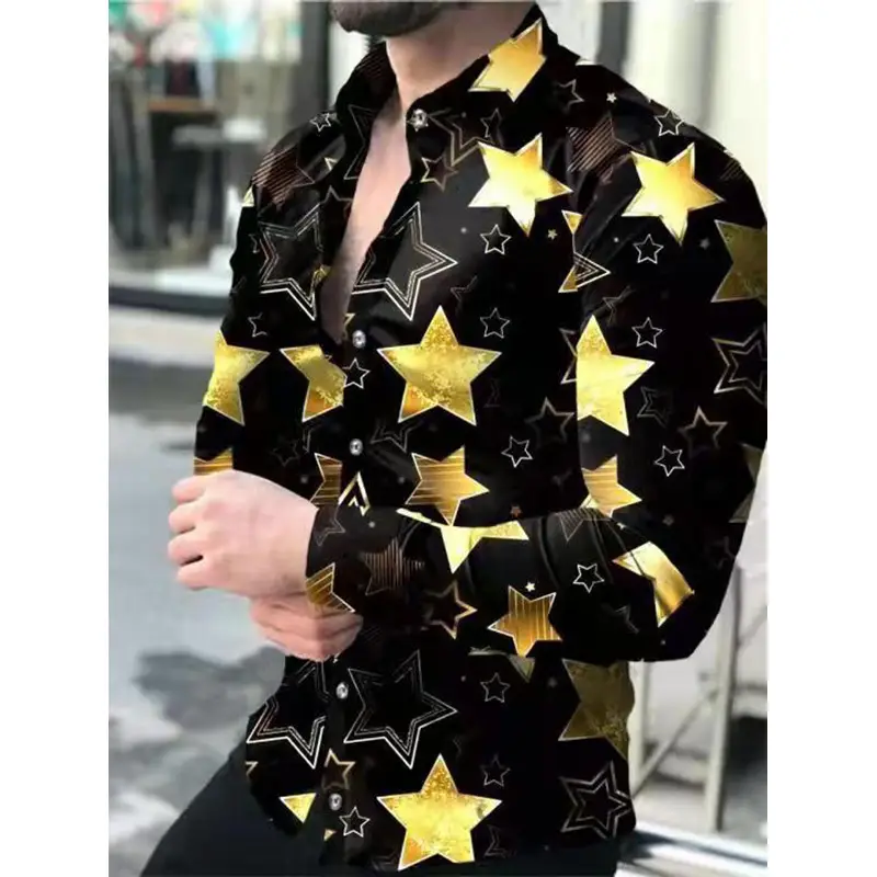 3D Digital Printed Long Sleeve Shirt for Men Large - Image 8