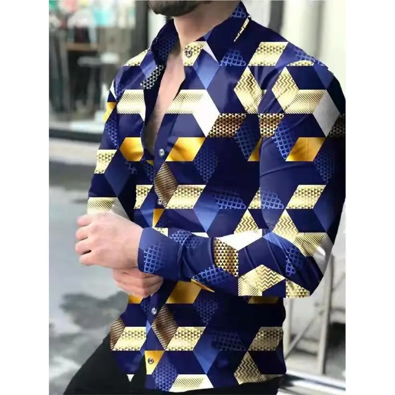 3D Digital Printed Long Sleeve Shirt for Men Large - Image 9