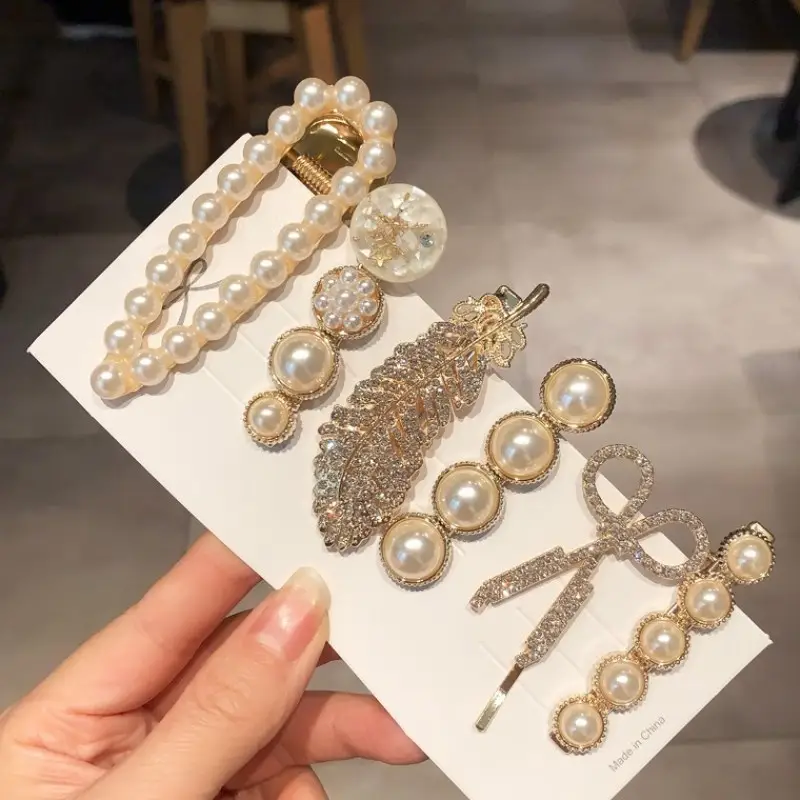 Chanel Style Pearl Feather Hairpin for Women