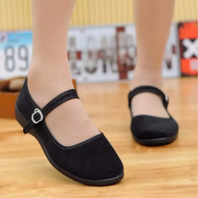 Spring New Old Beijing Cloth Shoes Women's Shoes Etiquette Shoes Single-layer Shoes Comfortable Breathable Work Shoes with Buckle Non-slip Soft Sole - Image 2