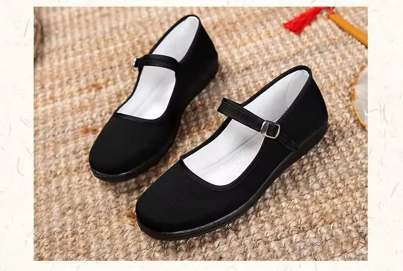 Spring New Old Beijing Cloth Shoes Women's Shoes Etiquette Shoes Single-layer Shoes Comfortable Breathable Work Shoes with Buckle Non-slip Soft Sole — feature 7