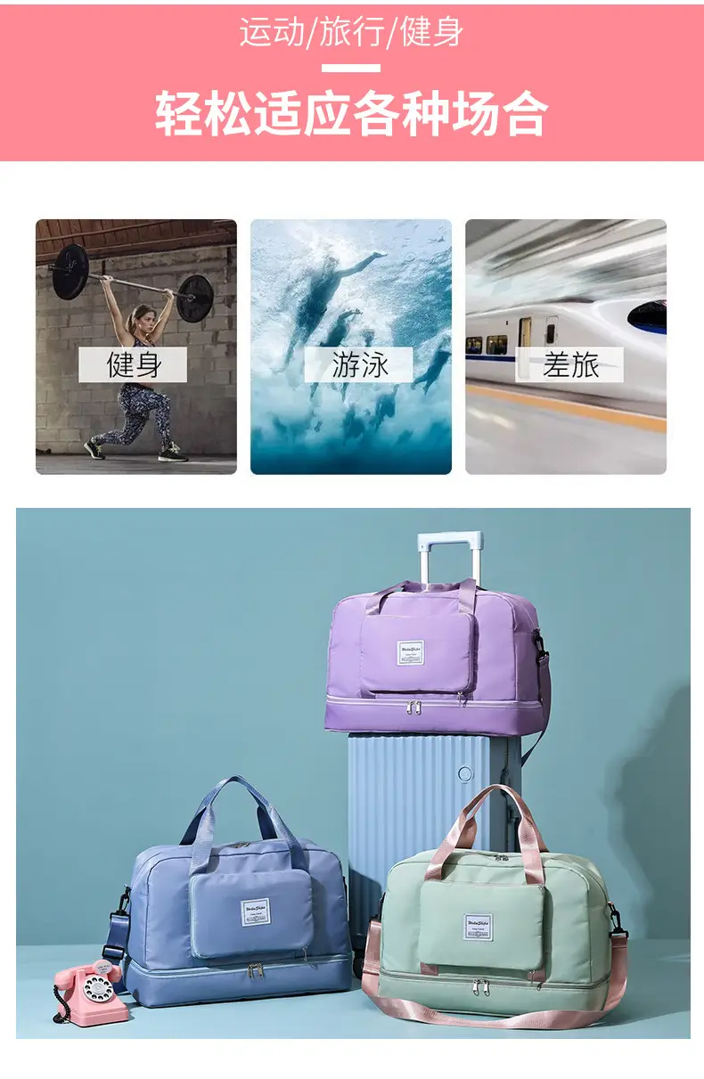 Foldable Travel Bag Blue Large Capacity Foldable Storage — feature 10