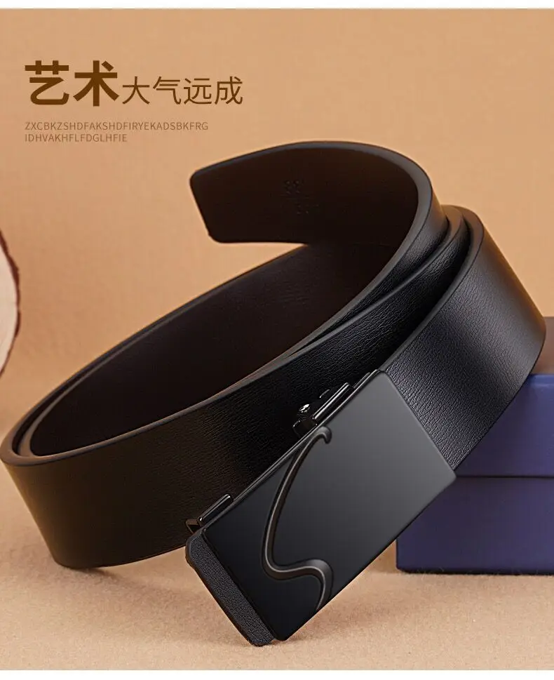 Men's Black Genuine Leather Belt with Automatic Buckle β feature 18