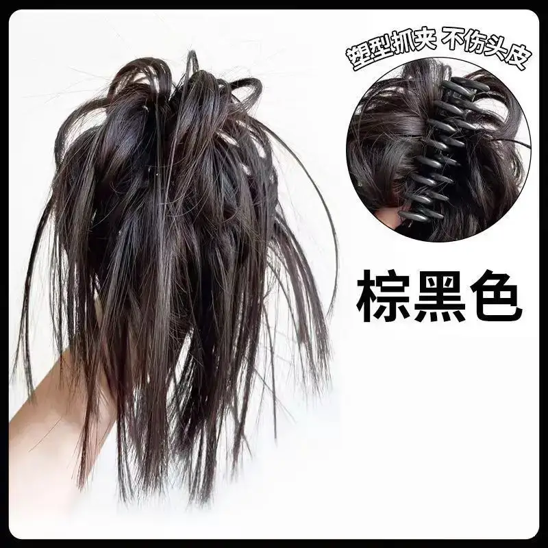 Natural Fluffy Hair Clip for Women Brown - Image 2